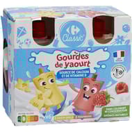 Carrefour Classic gourdes de yaourt framboise vanille 6x90g