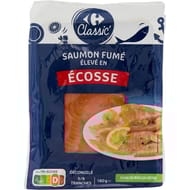 Carrefour classic' saumon fumé élevé en Ecosse 180g