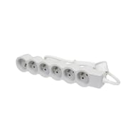 Bloc 6 prises standard 1,5 m blanc gris