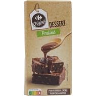 Carrefour original chocolat dessert praliné tablette 200g