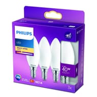 Philips ampoule LED 40W flamme lisse E14 blanc chaud depolie non dimmable