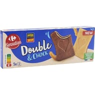 Carrefour sensation double & chock biscuits gaufrettes lait chocolat 128g
