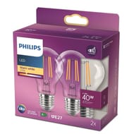 Philips ampoule LED E27 standard filament - blanc-chaud 40W lot de 2
