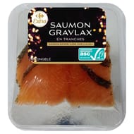 Carrefour extra saumon gravlax en tranches saumon nourri sans ogm 100g