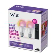 Philips kit de démarrage LED wiz 2 ampoules connectées E27 blanc + télécommande noir
