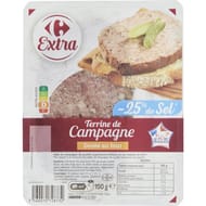 Carrefour extra pâté de campagne dorée au four sel réduit 150g