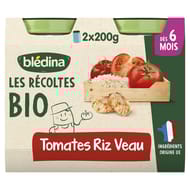 Bledina les récoltes bio tomates riz veau dès 6 mois 2x200g