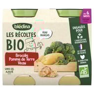 Bledina les récoltes bio brocolis pommes de terre veau dès 6 mois 2x200g