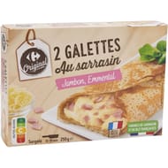 Carrefour original 2 galettes au sarrasin jambon emmental  250g