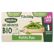 Blédina les récoltes bio petits pois dès 4 mois 2x130g