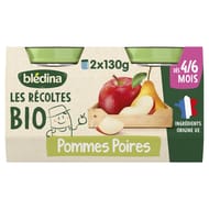 Blédina les récoltes bio pommes poires dès 4/6 mois 2x130g