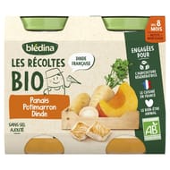 Blédina les récoltes bio pots panais potimarron dinde dès 8 mois 2x200g