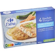 Carrefour extra 4 hachés burgers colin d'alaska 300g