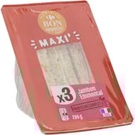 Carrefour bon appétit sandwich maxi x3 jambon emmental 230g