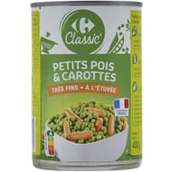 Carrefour classic' petits pois et carottes très fins à l'étuvée 265g