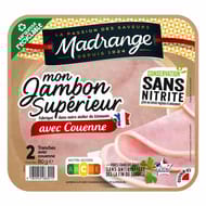 Madrange mon jambon supérieur sans nitrite avec couenne 2 tranches 80g