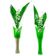 3 brins de muguet + 1 feuille en vase