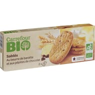 Carrefour bio biscuits sablés pépites chocolat 130g