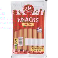 Carrefour classic knacks pur porc x6 - 210g