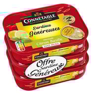 Connetable sardines généreuses citron basilic 140gx3