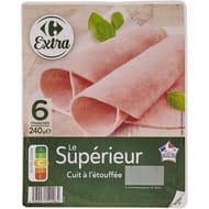 Carrefour extra jambon cuit à l'étouffée 6 tranches 240g