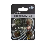 Carrefour 4 piles lithium CR2025 i-tech+