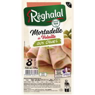 Réghalal mortadelle de volaille aux olives halal 8 tranches 120g