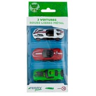 3 voitures métal roues libres