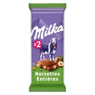 Milka chocolat lait noisettes 2x100-200g