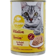 Carrefour companino pâtée pour chat adulte en terrine de poulet 400g