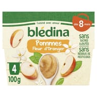 Blédina coupelles fruits pommes fleur d'oranger 4x100g dès 8 mois