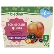 Bledina coupelle fruits pomme cassis acerola des 6mois -100g x 4