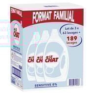 Le chat lessive sensitive 0% 3x63 lavages 8.505l
