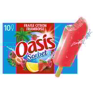 Oasis 10 bâtonnets sorbet fraise citron framboise 400g
