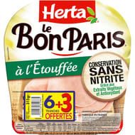 Herta le bon paris jambon à l'étouffée sans nitrite 6T+3T offerte