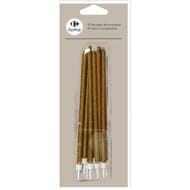 Carrefour Home 10 bougies longues paillettes or