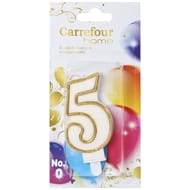 Carrefour Home bougie anniversaire chiffre n°5 avec bobèche