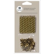 Carrefour Home 20 bougies or d'anniversaire + 20 bobèches
