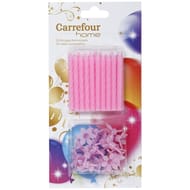 Carrefour Home 20 bougies roses d'anniversaire + 20 bobèches