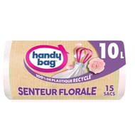 Handy bag sacs poubelle salle de bains à poignées coulissantes senteur florale 10l 15