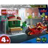 76287 lego marvel - iron man avec une moto et hulk, set de jeu