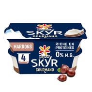 Yoplait skyr gourmand sur lit aux marrons 0% mg 4x120g