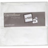 Carrefour home 100 serviettes blanches 40x40cm