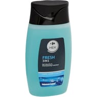 Carrefour men gel douche et shampoing  3 en 1 fraîcheur 100ml
