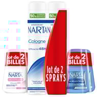 Narta femme déodorant bille bio-efficacité 50ml x2