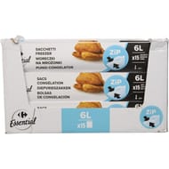 Carrefour 15 sacs de congélation zip 6l