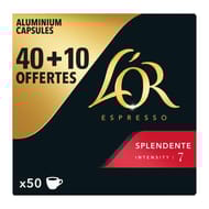 L'or espresso splendente café en capsules intensité 7 x 40 + 10 offertes 260g