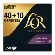 L'or espresso supremo n°10 café en capsules x40 + 10 gratuites - 260g
