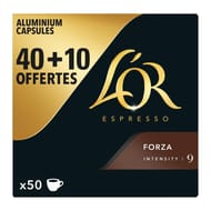 L'or espresso forza café en capsules intensité 9 - 40 + 10 260g