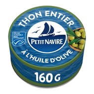 Petit Navire thon entier huile olive MSC 160g